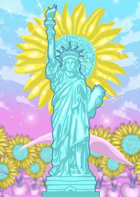 liberty with sun flowers