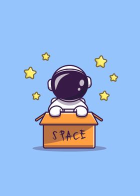 Cute astronaut in box