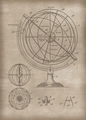 Vintage Astrology Globe