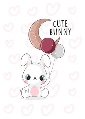 Cute bunny with moon