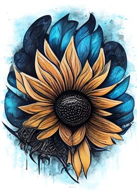 Detailed Sunflower Artwork