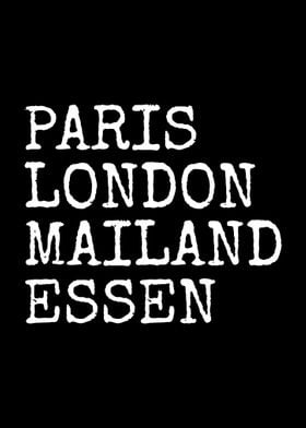 Essen Paris London Mailand