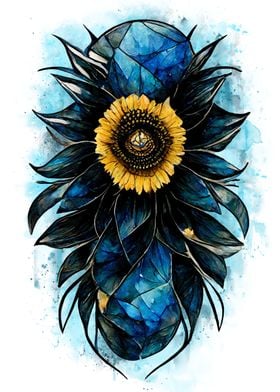 Crystal Sunflower Painting