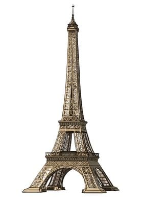 Eiffel tower on white