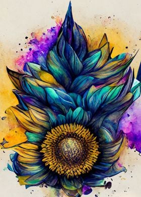 Watercolor Sunflower Art