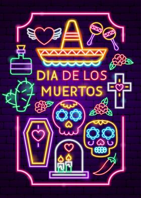 Dia De Los Muertos Neon