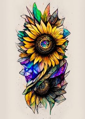 Hand Drawn Sunflower Art