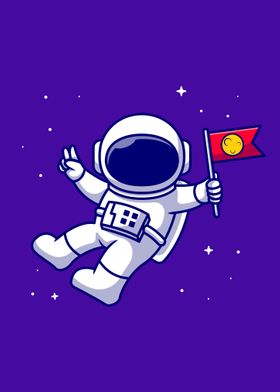 Astronaut holding flag