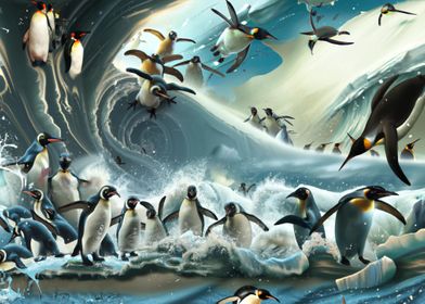Penguins Surfing