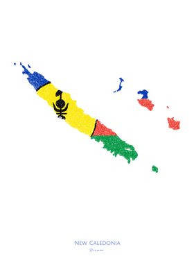 NEW CALEDONIA FLAG MAP ART