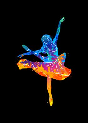 Dancing girl in watercolor