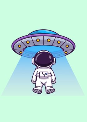 Cute astronaut with ufo