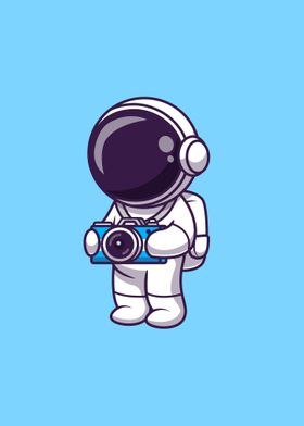 Cute astronaut with camera