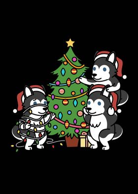 Husky Christmas Tree 