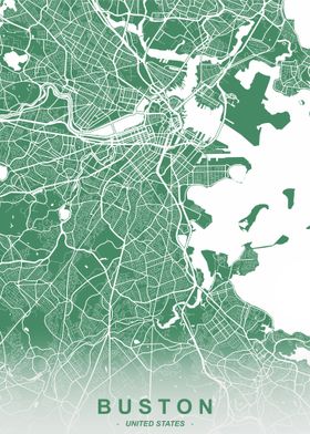 Boston City Map Leaf