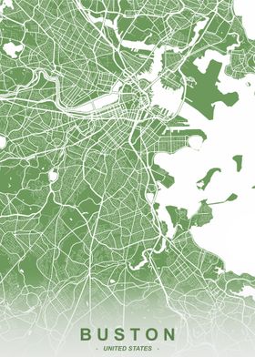 Boston City Map jade