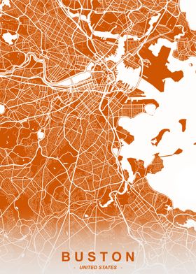 Boston City Map Copper