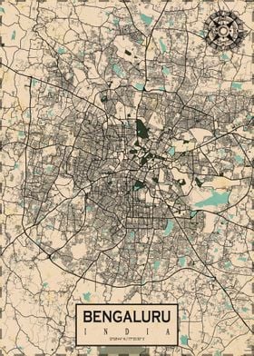 Bangalore Map Vintage