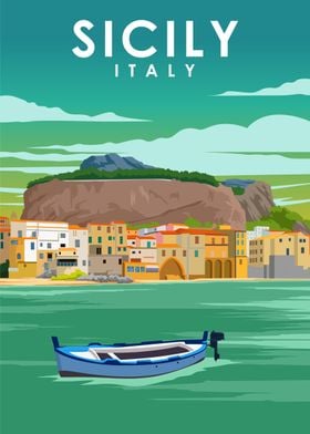 Sicily Italy Travel Poster