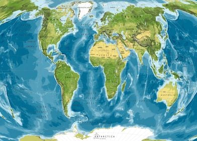 Physical world map