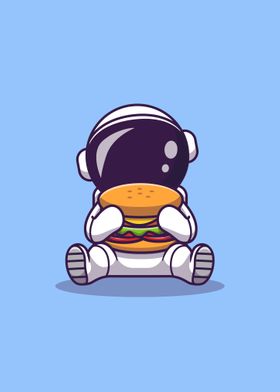 Astronaut eating burger