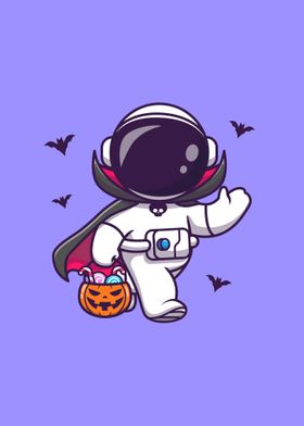 Astronaut dracula holding