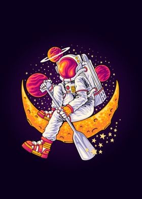 Astronaut paddle the moon