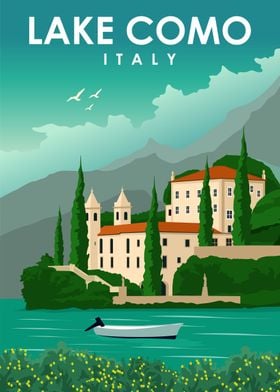 Lake Como Italy Travel Art