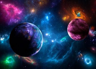 Space scene with planets