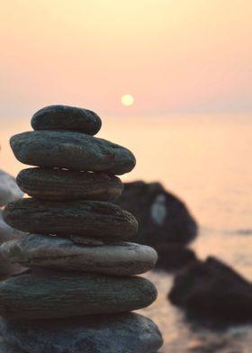 Zen balance beach pebble