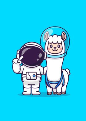 llama alpaca astronaut