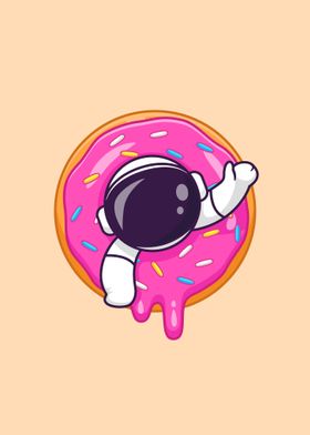 Cute astronaut in doughnut