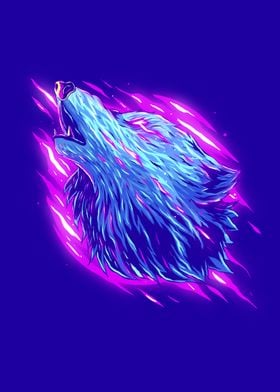 Colorful abstract wolf