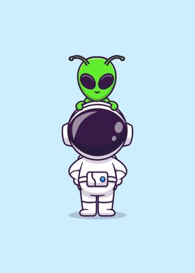 Cute alien on astronaut