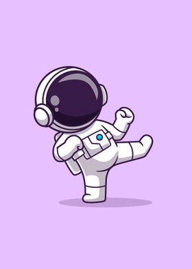 Cute astronaut karate kick