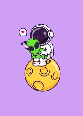 Cute astronaut hug alien' Poster by Le Duc Hiep | Displate