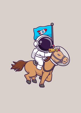 Astronaut riding horse