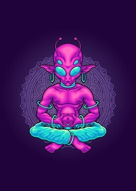 Alien meditation mascot