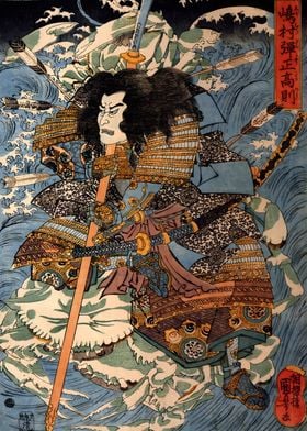 Ukiyo e Samurai Swordsman