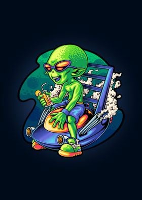 Relaxing alien on space