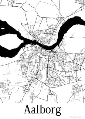 Aalborg White Map