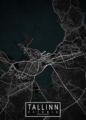 Tallinn City Map Dark