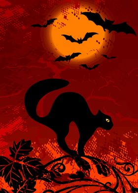 Cat Bat Dark Halloween 