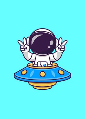 Astronaut riding UFO