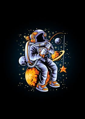 Astronauts fishing a stars