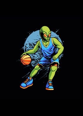 Alien play basketball