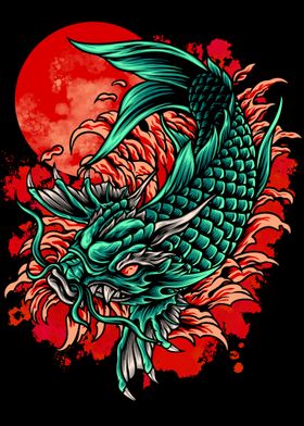 Dragon koi fish japan