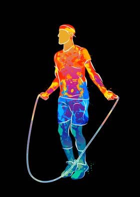 Young athlete jumping rope