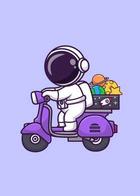 Astronaut riding scooter