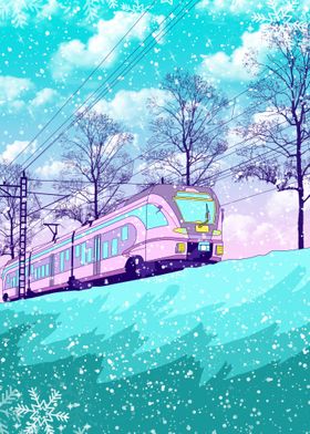 speed train aesthetic snow